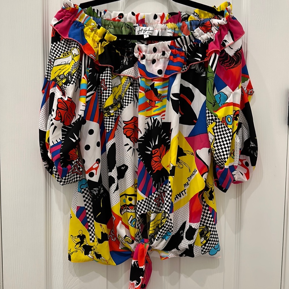 Gorgeous French designer Jeff Gullamann Paris off the shoulder top